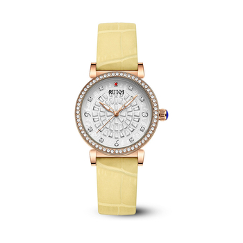 Γυναικείο ρολόι μόδας με διαμάντια και περιστρεφόμενο καντράν σε σχήμα λουλουδιού, αδιάβροχο γυναικείο ρολόι χαλαζία