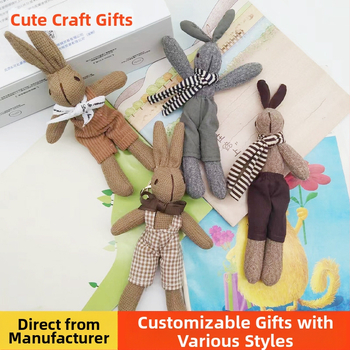 Kūrybingas „Houndstooth“ zuikio maišelio pakabukas Mielas lėlės raktų pakabukas Pliušinis žaislas Lėlė Lėlės pakabukas