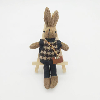 Δημιουργικό κρεμαστό κόσμημα τσάντας Houndstooth Bunny Χαριτωμένο μπρελόκ κούκλας Λούτρινο παιχνίδι κούκλα κούκλα κρεμαστό κόσμημα κούκλας