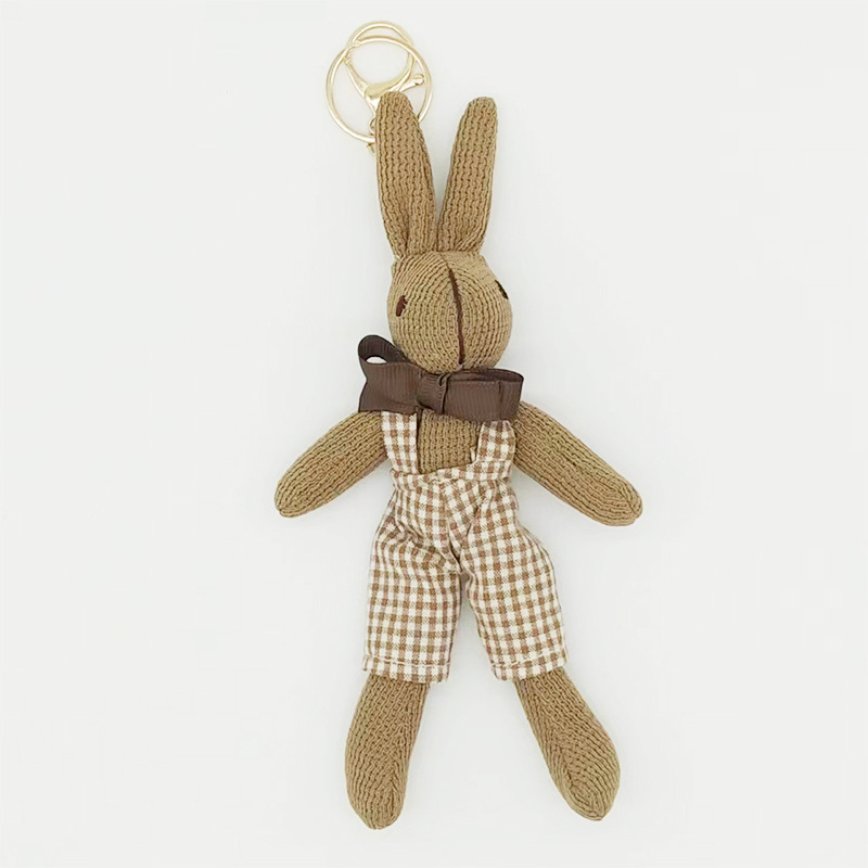 Kūrybingas „Houndstooth“ zuikio maišelio pakabukas Mielas lėlės raktų pakabukas Pliušinis žaislas Lėlė Lėlės pakabukas
