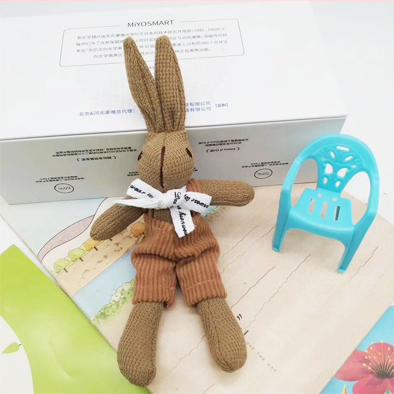 Kūrybingas „Houndstooth“ zuikio maišelio pakabukas Mielas lėlės raktų pakabukas Pliušinis žaislas Lėlė Lėlės pakabukas