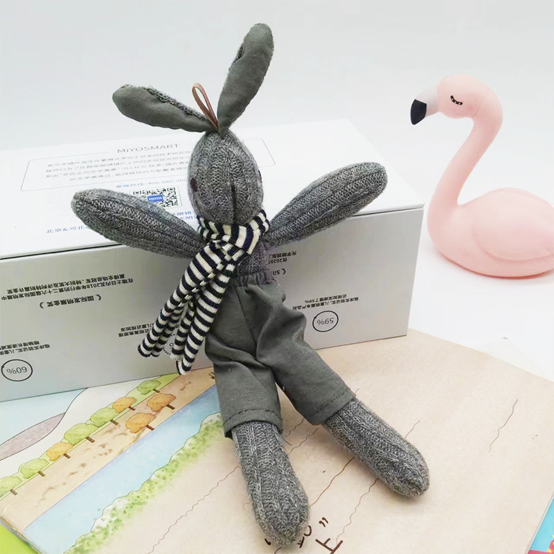 Kūrybingas „Houndstooth“ zuikio maišelio pakabukas Mielas lėlės raktų pakabukas Pliušinis žaislas Lėlė Lėlės pakabukas