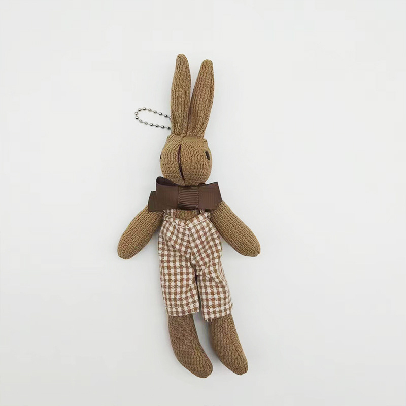 Kūrybingas „Houndstooth“ zuikio maišelio pakabukas Mielas lėlės raktų pakabukas Pliušinis žaislas Lėlė Lėlės pakabukas