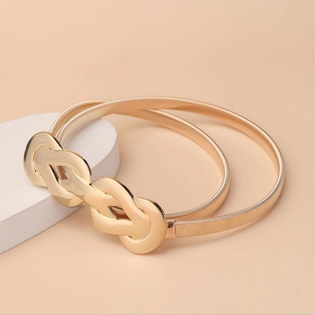Νέα ελαστική λεπτή ζώνη για γυναίκες του 2025, ευέλικτο κούμπωμα μέσης με μεταλλική αλυσίδα και χρυσή αλυσίδα μέσης