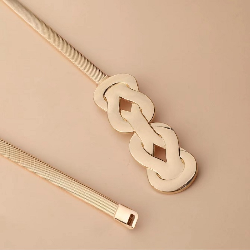 Novi elastični tanki remen za žene iz 2025., svestrani steznik za struk suknje s metalnim lancem i zlatnim ukrasnim lancem za struk