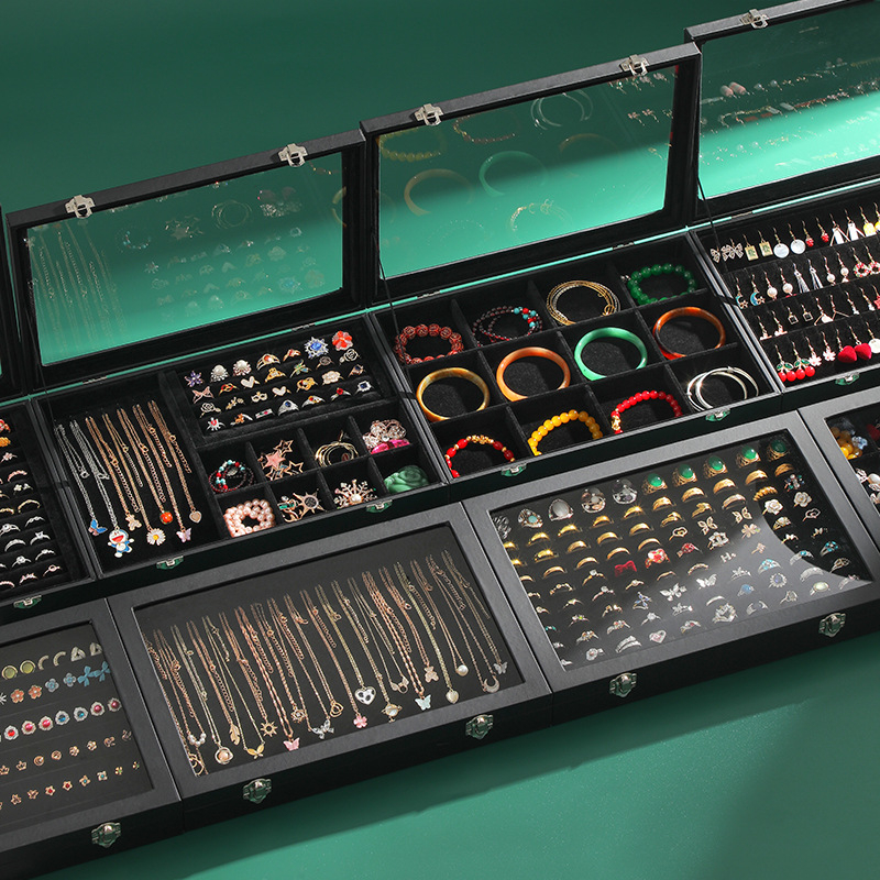 Didelės talpos papuošalų laikymo dėžutė Papuošalų dėžutė Papuošalų demonstracinė dėžutė Auskarai Auskarai, karoliai, apyrankės Žiedų dėžutė