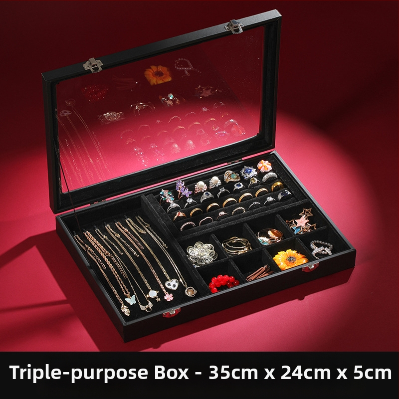 Didelės talpos papuošalų laikymo dėžutė Papuošalų dėžutė Papuošalų demonstracinė dėžutė Auskarai Auskarai, karoliai, apyrankės Žiedų dėžutė