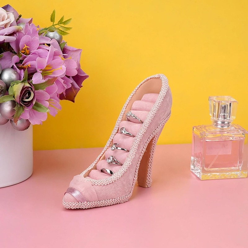 Karštas naujas aukštakulnių papuošalų demonstravimo stovas, papuošalų stovas, langų dekoravimo rekvizitai, papuošalai, Valentino dienos atmosferos išdėstymas