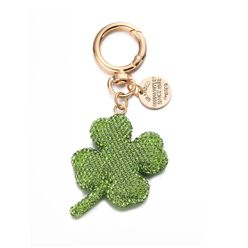 Κρεμάστρα αξεσουάρ αυτοκινήτου για μπρελόκ, μικρά κρεμαστά αξεσουάρ, αξεσουάρ μόδας, δημιουργικό μπρελόκ τετράφυλλου τριφυλλιού, με ένθετο κράμα διαμαντιών, κατασκευαστής