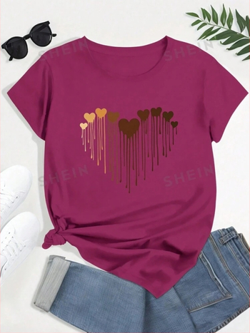 Dámske letné ležérne tričko Shein Relaxiva Plus Size s krátkym rukávom