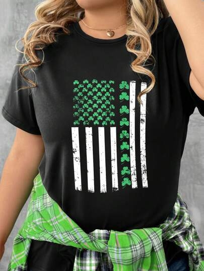 Dámske letné ležérne tričko Shein Relaxiva Plus Size s krátkym rukávom