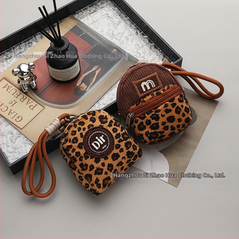 Λούτρινο μίνι δημιουργικό πορτοφόλι κερμάτων μενταγιόν αυτοκινήτου με λεοπάρ εκτύπωση τσάντα μπρελόκ σχολική τσάντα κορδόνι τσάντα μαθητή κάρτα μοντέρνα μάρκα