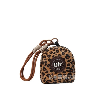 Λούτρινο μίνι δημιουργικό πορτοφόλι κερμάτων μενταγιόν αυτοκινήτου με λεοπάρ εκτύπωση τσάντα μπρελόκ σχολική τσάντα κορδόνι τσάντα μαθητή κάρτα μοντέρνα μάρκα