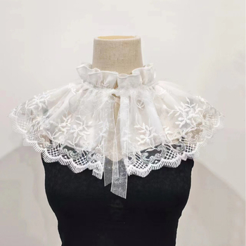 Καλλιτεχνικό Ρετρό Διπλό Επίπεδο Βαμβακερό Κεντημένο Δαντελένιο Πολυχρηστικό Κολάρο Κούκλας Lolita με Δαντέλα Ψεύτικο Κολάρο Δαντέλας Πολυχρηστικό Στυλ