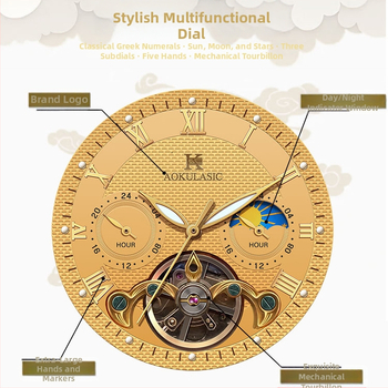 Aogulas Νέο Αυτόματο Μηχανικό Ρολόι Ανδρικό Μόδας Φωτεινό Κοίλο Πολυλειτουργικό Casual Business Ανδρικό Ρολόι