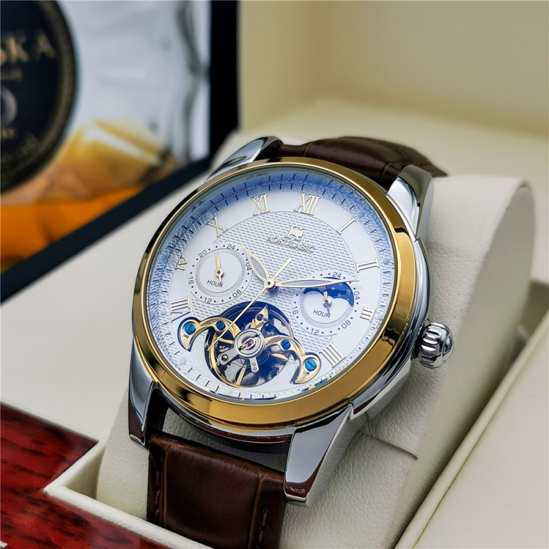 „Aogulas“ naujas automatinis mechaninis laikrodis, vyriškas mados šviečiantis tuščiaviduris daugiafunkcis laisvalaikio verslo vyriškas laikrodis