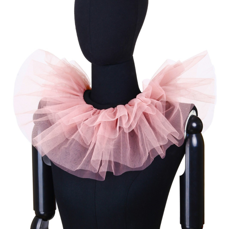 Tarpvalstybinis „Amazon“ pūkuotas tinklelio netikras antkaklis Helovinui, klouno pasirodymui, maskarado kaklo papuošalas, fotografijos aksesuarai, rekvizitai