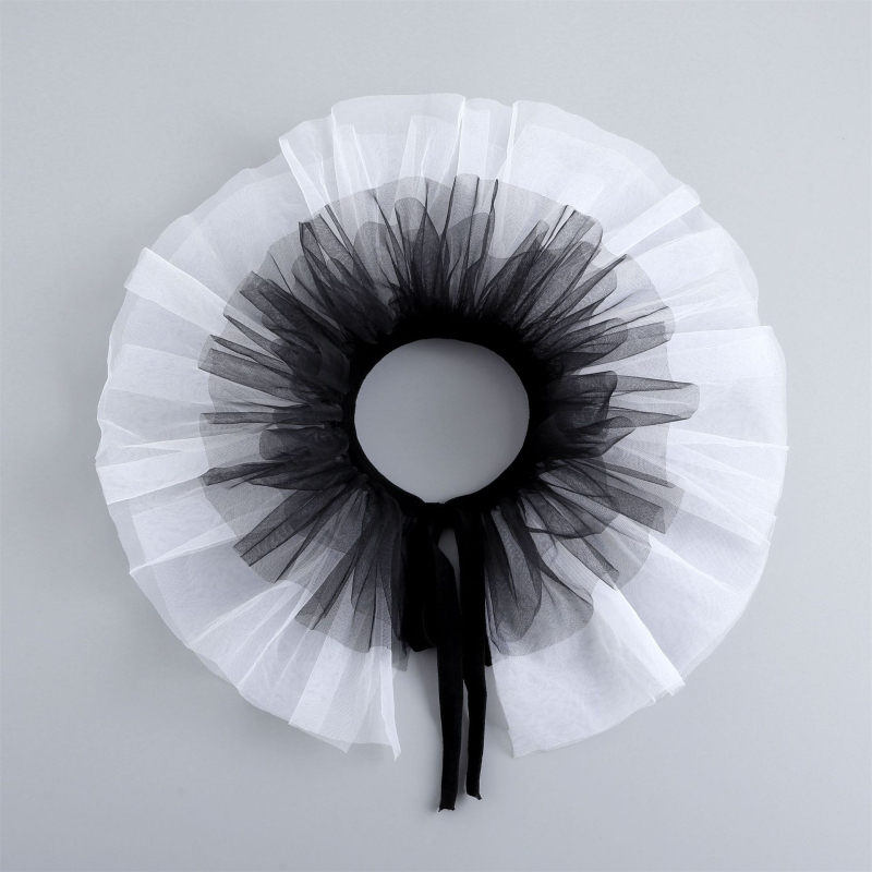 Tarpvalstybinis „Amazon“ pūkuotas tinklelio netikras antkaklis Helovinui, klouno pasirodymui, maskarado kaklo papuošalas, fotografijos aksesuarai, rekvizitai