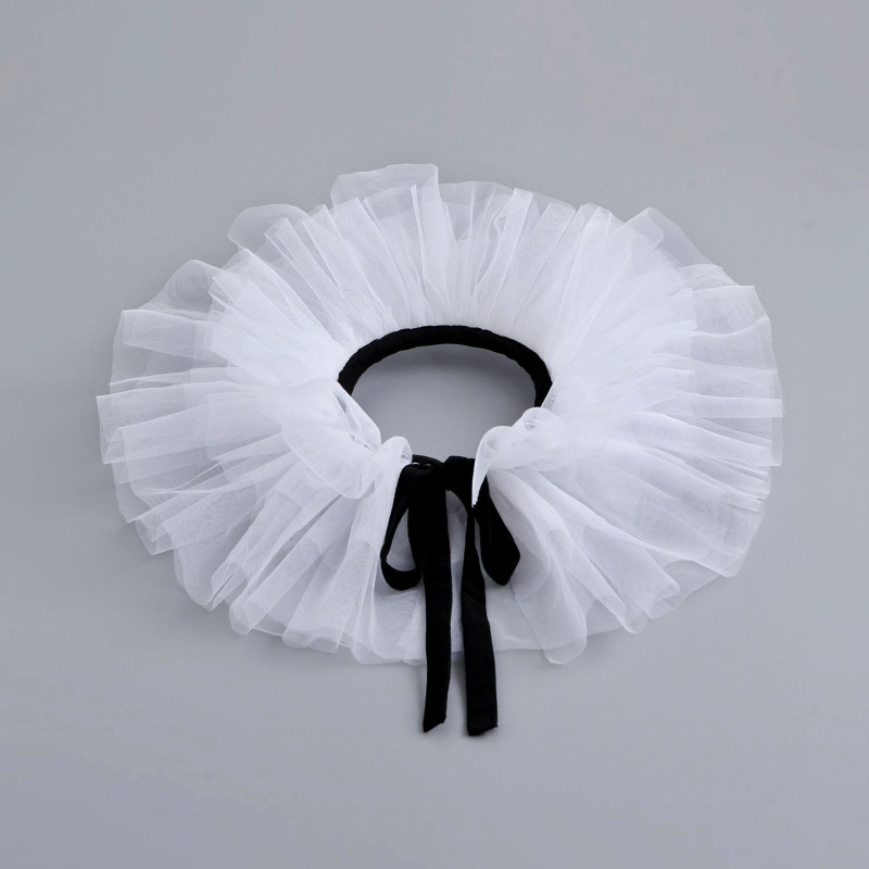 Tarpvalstybinis „Amazon“ pūkuotas tinklelio netikras antkaklis Helovinui, klouno pasirodymui, maskarado kaklo papuošalas, fotografijos aksesuarai, rekvizitai