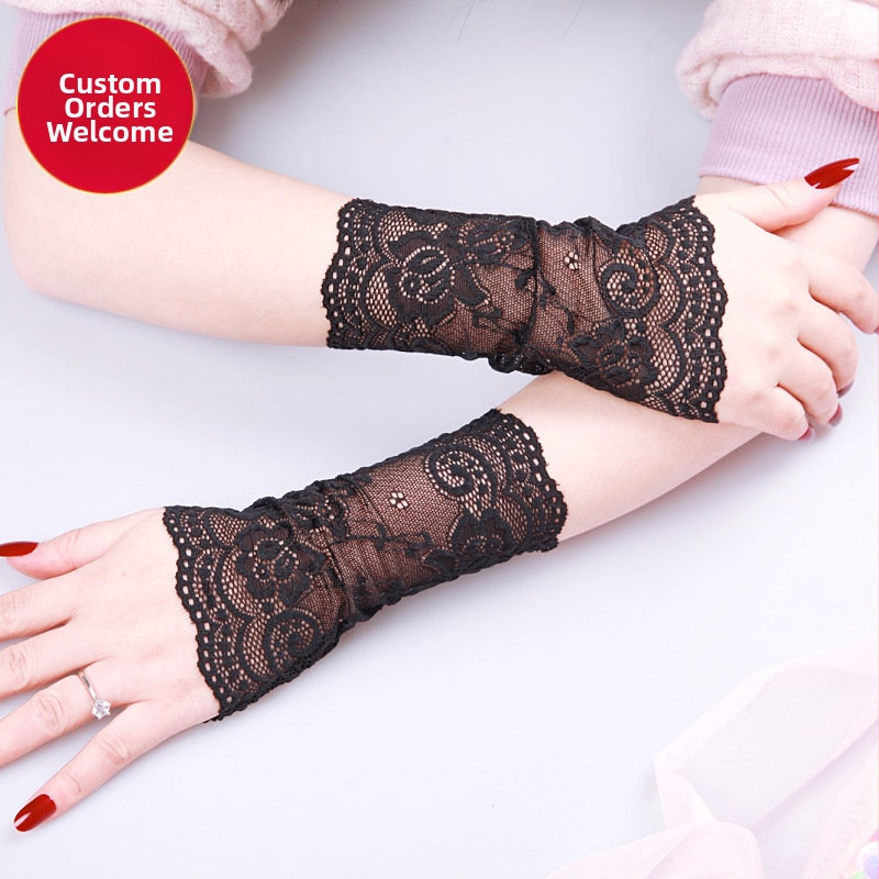 Gamintojo didmeninė prekyba vasarinėmis elastinėmis nėriniuotomis trumpomis pirštinėmis, apsaugančiomis nuo saulės, vairuojant, neslystančiomis moteriškomis plonomis pirštinėmis, didmeninė prekyba