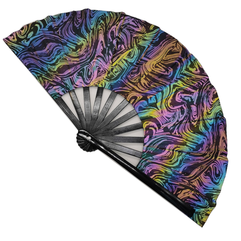 Ανακλαστικός υφασμάτινος ανεμιστήρας 33cm, ανακλαστικός υφασμάτινος ανεμιστήρας, ανακλαστικός ανεμιστήρας Kung Fu για πάρτι, πτυσσόμενος ανεμιστήρας