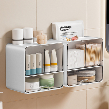 Kodumajapidamises kasutatav tualettruum, kosmeetika, puuvillane seinale kinnitatav hoiukarp, puudripuhastus, vatitups, vatitupsu paigutuskarp, ühiselamu juukseaksessuaaride hoiuriiul