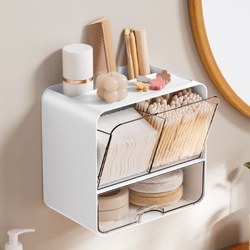 Kodumajapidamises kasutatav tualettruum, kosmeetika, puuvillane seinale kinnitatav hoiukarp, puudripuhastus, vatitups, vatitupsu paigutuskarp, ühiselamu juukseaksessuaaride hoiuriiul