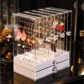 Auskarai Auskarai Auskarai Karoliai Papuošalų laikymo dėžutė Skaidri Didelės talpos Plaukų aksesuarai Tualetinis staliukas Vitrina