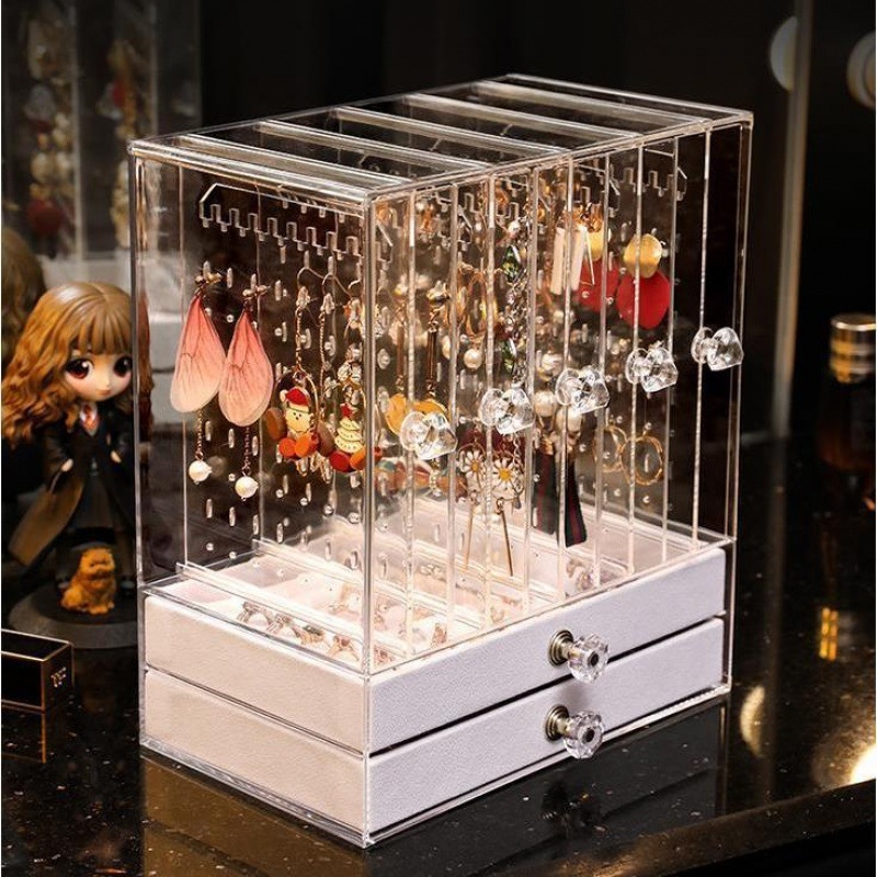 Auskarai Auskarai Auskarai Karoliai Papuošalų laikymo dėžutė Skaidri Didelės talpos Plaukų aksesuarai Tualetinis staliukas Vitrina