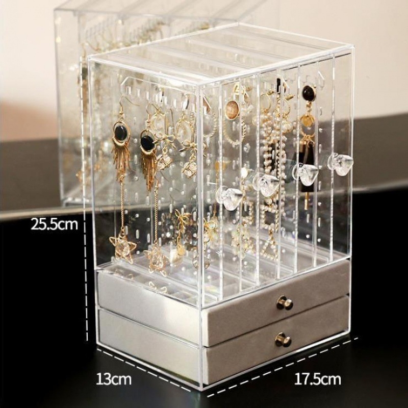 Auskarai Auskarai Auskarai Karoliai Papuošalų laikymo dėžutė Skaidri Didelės talpos Plaukų aksesuarai Tualetinis staliukas Vitrina