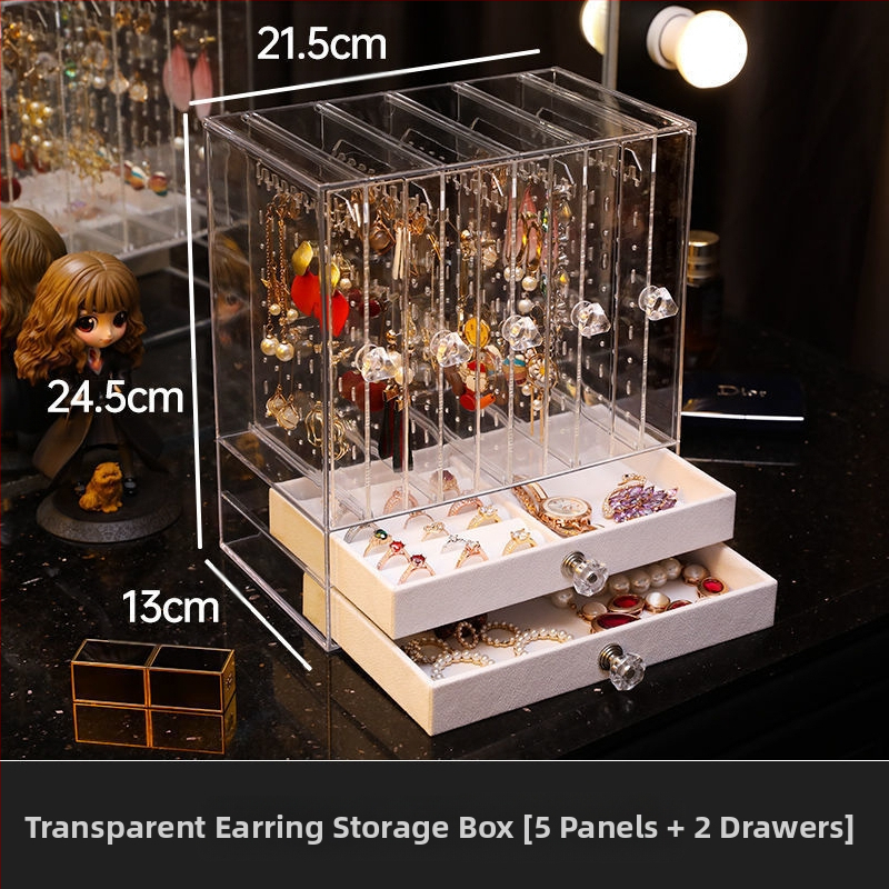 Auskarai Auskarai Auskarai Karoliai Papuošalų laikymo dėžutė Skaidri Didelės talpos Plaukų aksesuarai Tualetinis staliukas Vitrina