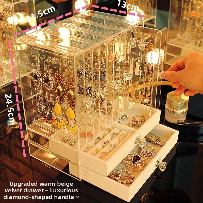 Auskarai Auskarai Auskarai Karoliai Papuošalų laikymo dėžutė Skaidri Didelės talpos Plaukų aksesuarai Tualetinis staliukas Vitrina