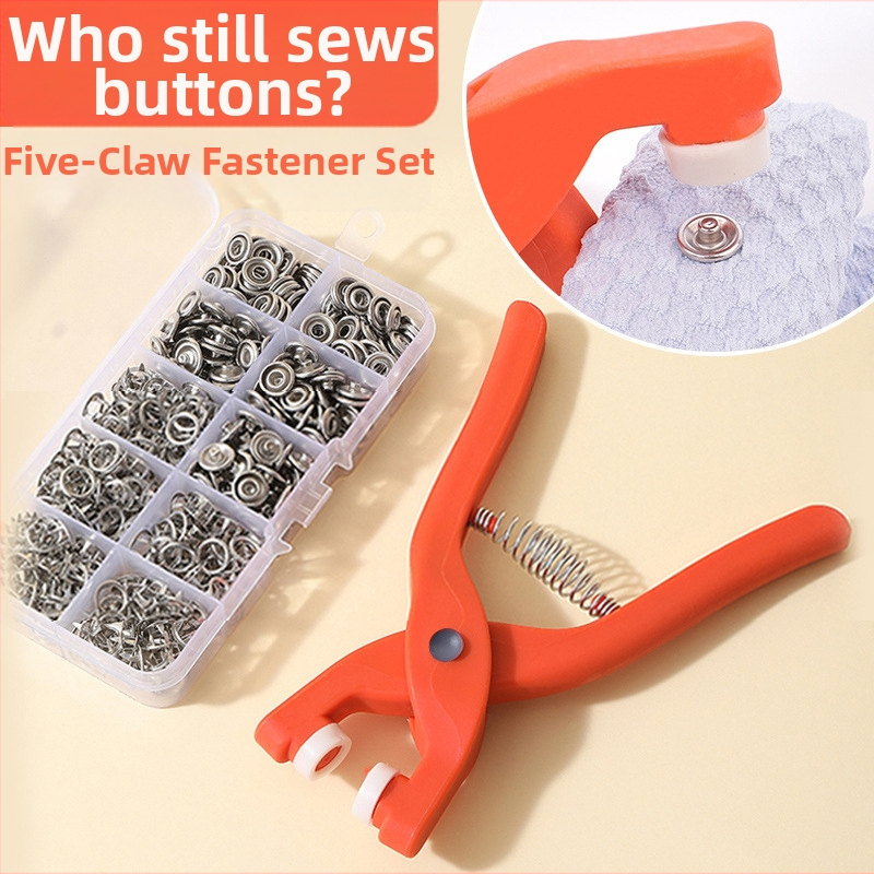 Комплект инструменти за монтаж на петзъба катарама, поставка за бебешки юргани без пирони и шевове, копче тип „тик-так“, катарама „за свекърва“, малко копче