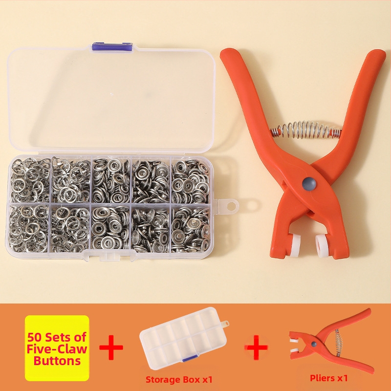 Комплект инструменти за монтаж на петзъба катарама, поставка за бебешки юргани без пирони и шевове, копче тип „тик-так“, катарама „за свекърва“, малко копче