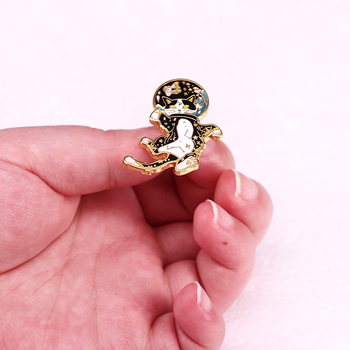 Animacinio kosminio katino akvariumo galvos apdangalo sagės ženklelio dekoratyviniai aksesuarai