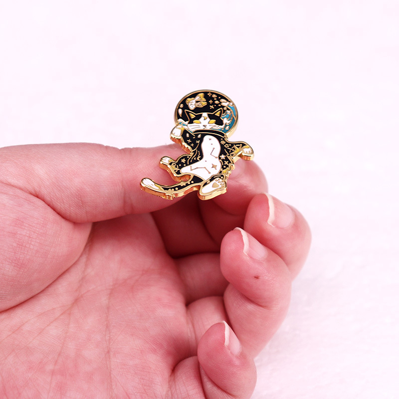 Animacinio kosminio katino akvariumo galvos apdangalo sagės ženklelio dekoratyviniai aksesuarai