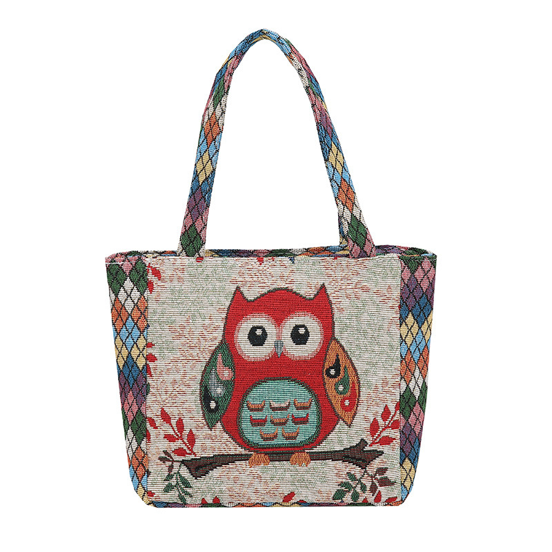 Siuvinėta drobinė rankinė su deimanto formos languotu triušio, Mikio, katės ir kasdienio darbo rankinė su mamyte, maža medžiaginė rankinė