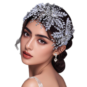 Αξεσουάρ μαλλιών νύφης Star CX409 σε ευρωπαϊκό και αμερικανικό στυλ, χειροποίητη κορδέλα μαλλιών με στρας από φύλλα λουλουδιών και φαρδιά κορδέλα μαλλιών με στρας