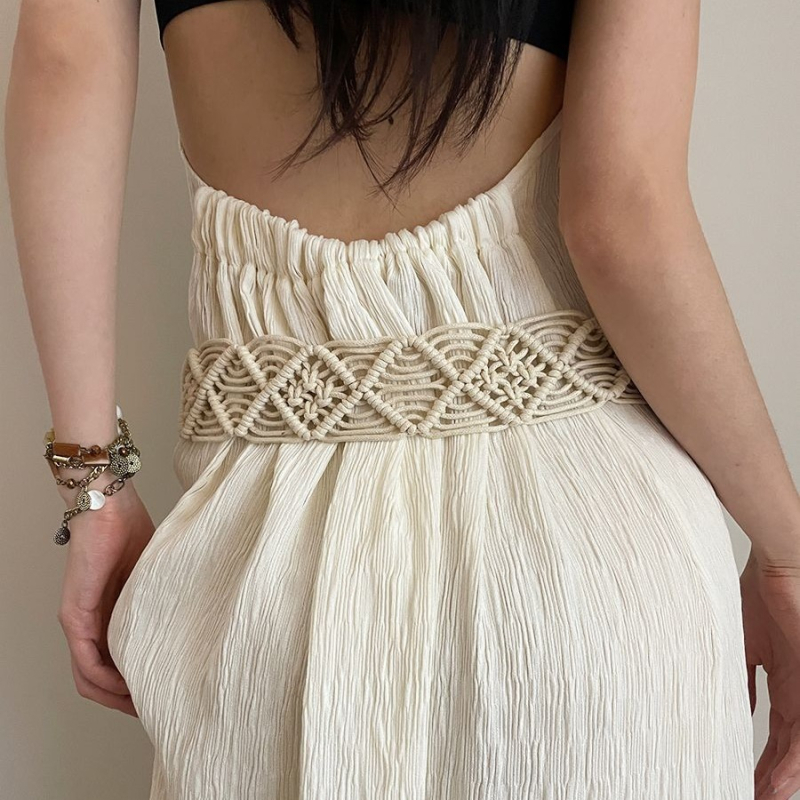 Bohemiška austa etninio stiliaus juosmens virvė moteriška 2024 m. naujo stiliaus suknelė su nėriniuota juosmens grandinėle, aukštos kokybės pojūtis