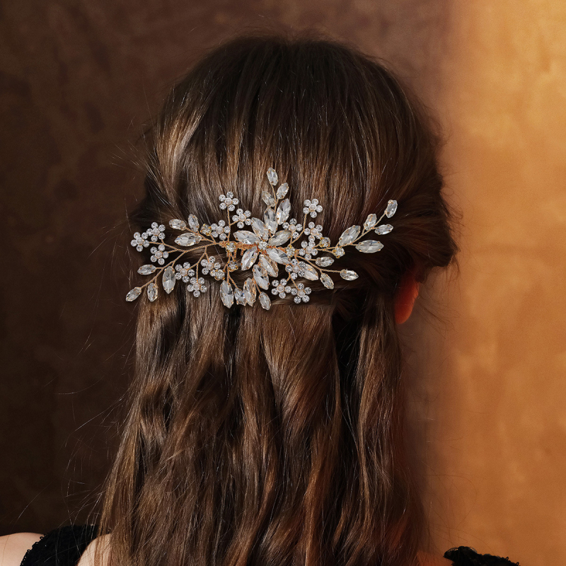 Ευρωπαϊκά και αμερικανικά νέα κοσμήματα νυφικού με καυτές πωλήσεις, νυφικό, κόμμωση, χειροποίητη χτένα λουλουδιών, χτένα μαλλιών μαρκησίας με στρας