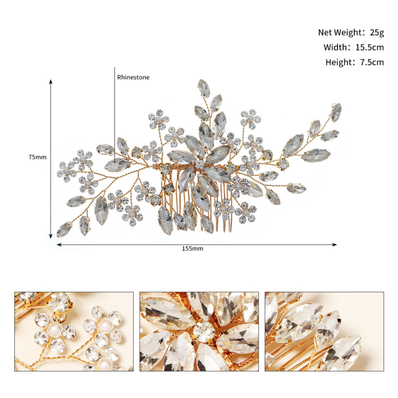 Ευρωπαϊκά και αμερικανικά νέα κοσμήματα νυφικού με καυτές πωλήσεις, νυφικό, κόμμωση, χειροποίητη χτένα λουλουδιών, χτένα μαλλιών μαρκησίας με στρας