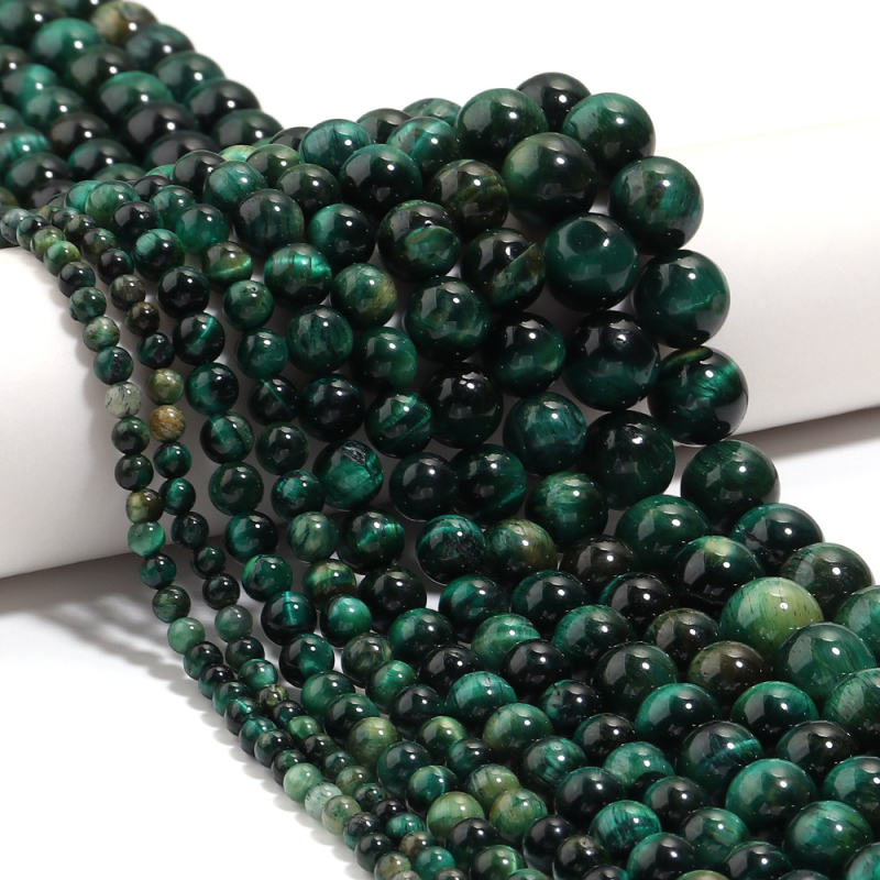 Sandėlyje Žaliosios tigro akies akmens apyrankė, palaidi karoliukai, rankų darbo „pasidaryk pats“ papuošalai, aksesuarai, žaliosios tigro akies akmens pusgaminiai, medžiagos, aksesuarai