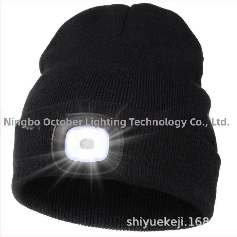 Teplá pletená čiapka s európskym a americkým LED osvetlením, vyžarujúca svetlo