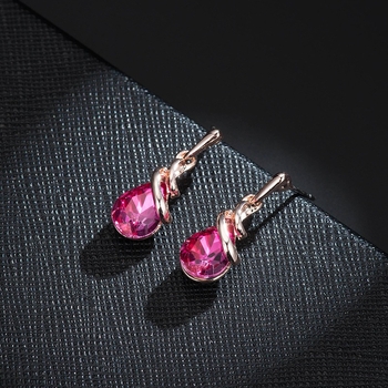 Κολιέ με ροζ πετράδι, σκουλαρίκια, κολιέ γάμου, κοσμήματα, σετ ευρωπαϊκών και αμερικανικών κοσμημάτων, με διασυνοριακές σταγόνες νερού