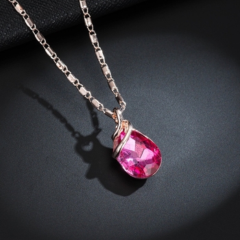 Κολιέ με ροζ πετράδι, σκουλαρίκια, κολιέ γάμου, κοσμήματα, σετ ευρωπαϊκών και αμερικανικών κοσμημάτων, με διασυνοριακές σταγόνες νερού