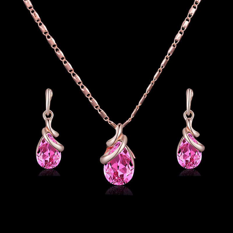 Tarpvalstybiniai kylantys vandens lašai, rožiniai brangakmenių karoliai, auskarai, vestuviniai karoliai, papuošalai, europietiški ir amerikietiški papuošalų rinkiniai