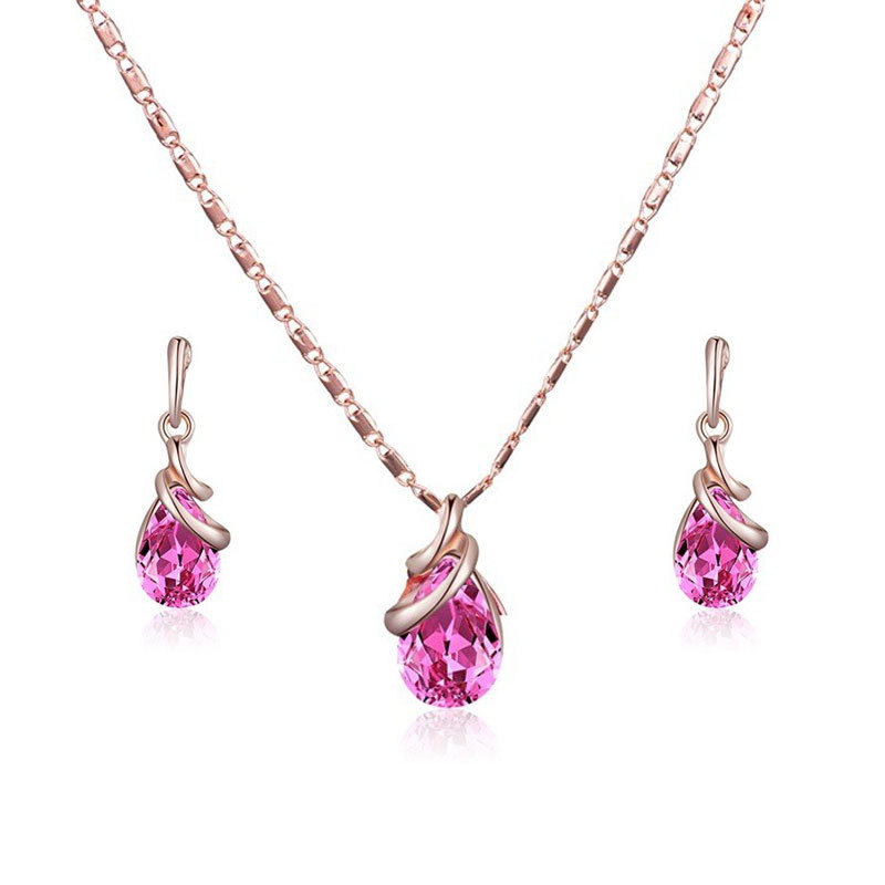 Tarpvalstybiniai kylantys vandens lašai, rožiniai brangakmenių karoliai, auskarai, vestuviniai karoliai, papuošalai, europietiški ir amerikietiški papuošalų rinkiniai