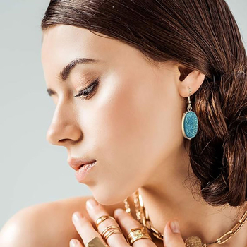 Обеци от ниша за трансгранично снабдяване, обеци „лунна светлина“ с котешко око, капка вода, диамант, градиент, много чифтове бохемски обеци