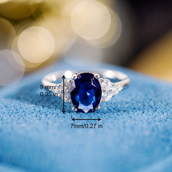 1 εξαιρετικό δαχτυλίδι οβάλ μπλε ζιργκόν από ασήμι S925 με κουτί δώρου για παράδοση