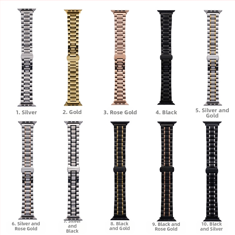 Pre Apple Applewatch Five Beads Makers Solid Buckle Buckle z nehrdzavejúcej ocele pre Huawei Watch Remienok